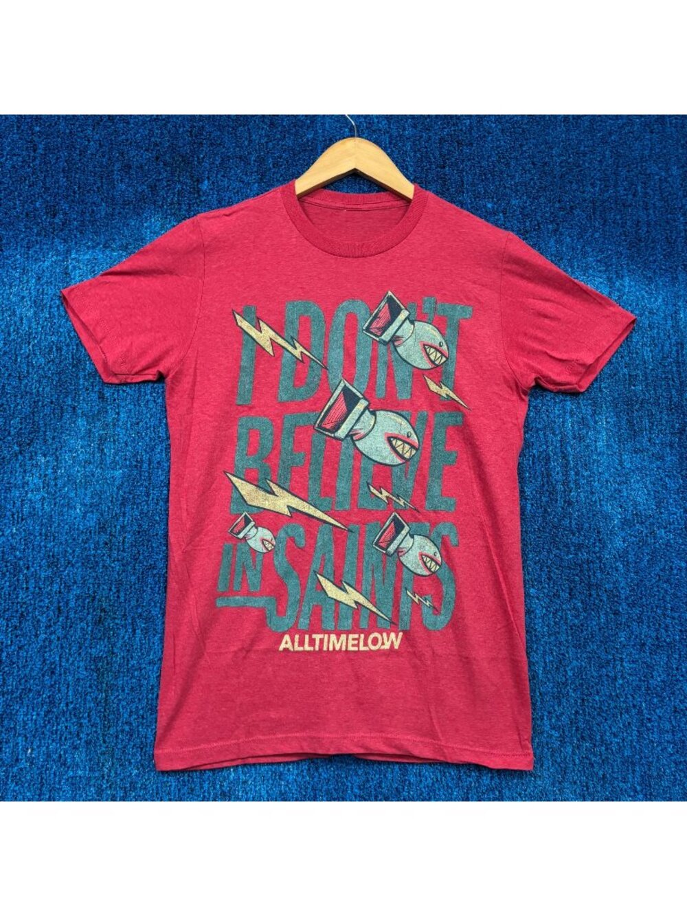 All Time Low I Dont Believe In The Saints Rock Red T-Shirt Size Small